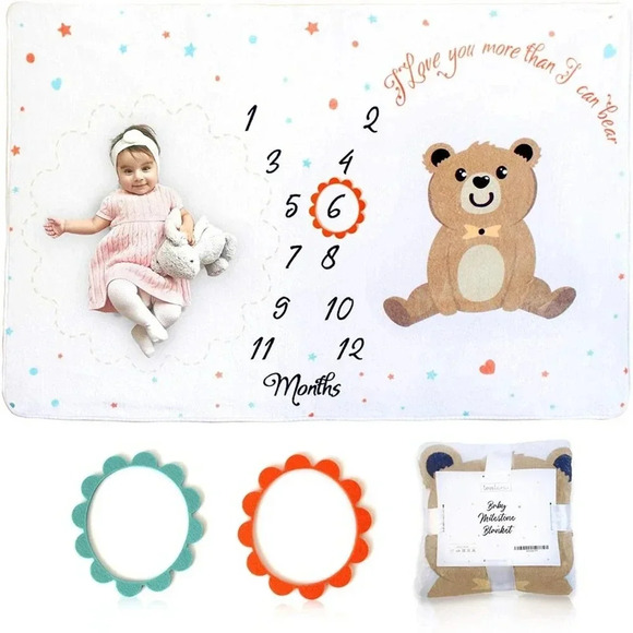 Baby Monthly Milestone Blanket 60X40 Baby Shower - Picture 1 of 4